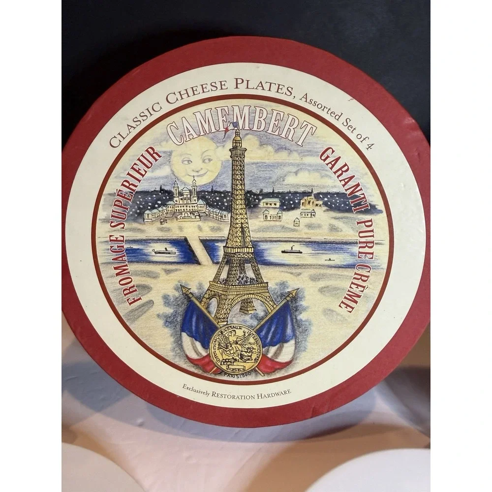 Restoration Hardware Classic French Cheese Plates Set of 4 w/ Box 8